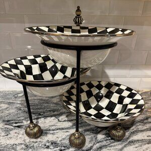 Mackenzie-Childs Serving Bowl Set - Whimsical Elegant Display in Courtly Check